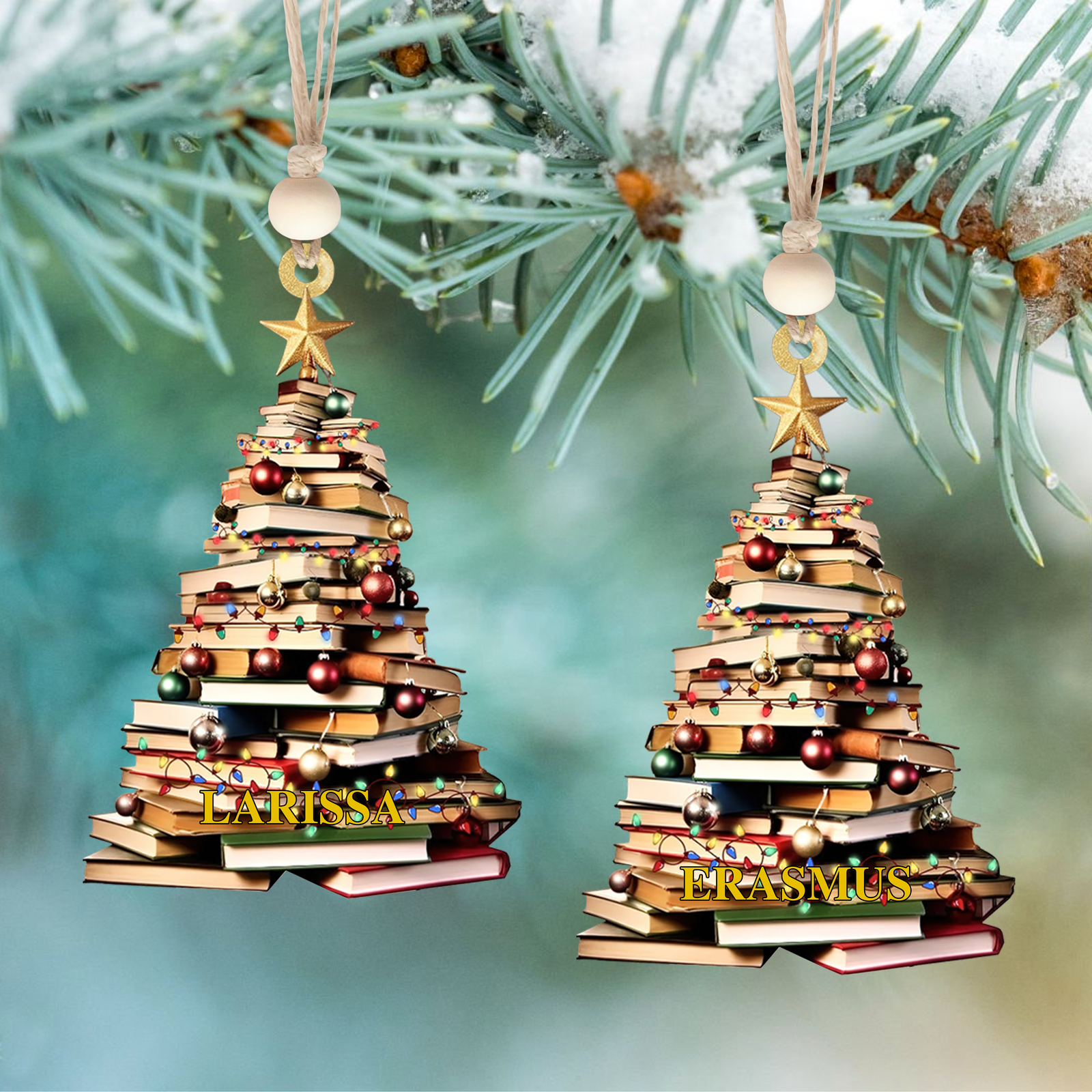 Personalized Christmas Book Tree Name Ornament, Book Lover Gift CF110 - Kindlytoys
