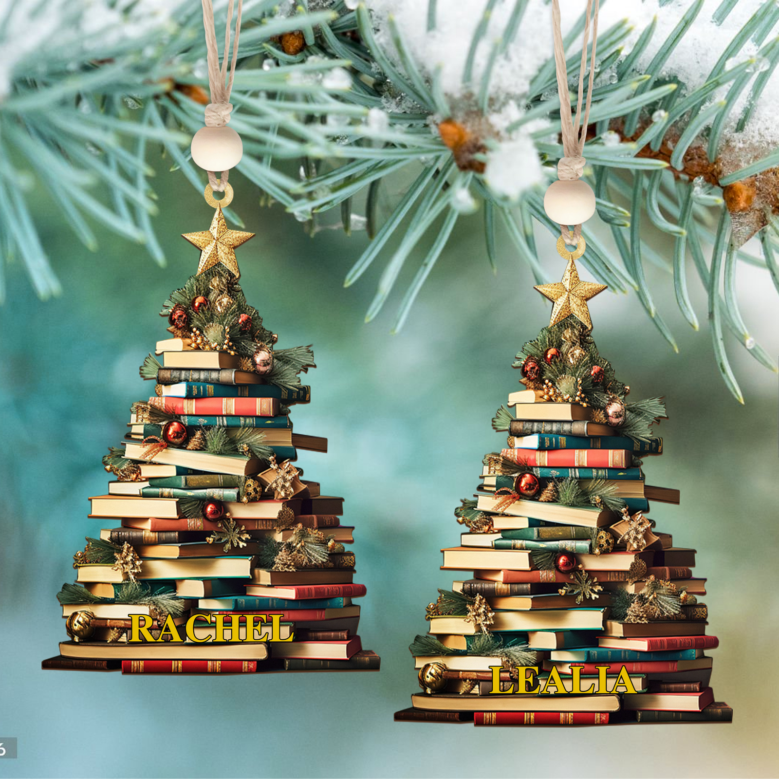 Personalized Christmas Book Tree Name Ornament, Book Lover Gift CF112 - Kindlytoys