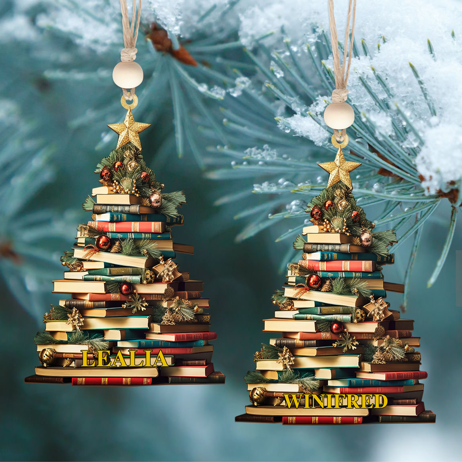 Personalized Christmas Book Tree Name Ornament, Book Lover Gift CF112 - Kindlytoys