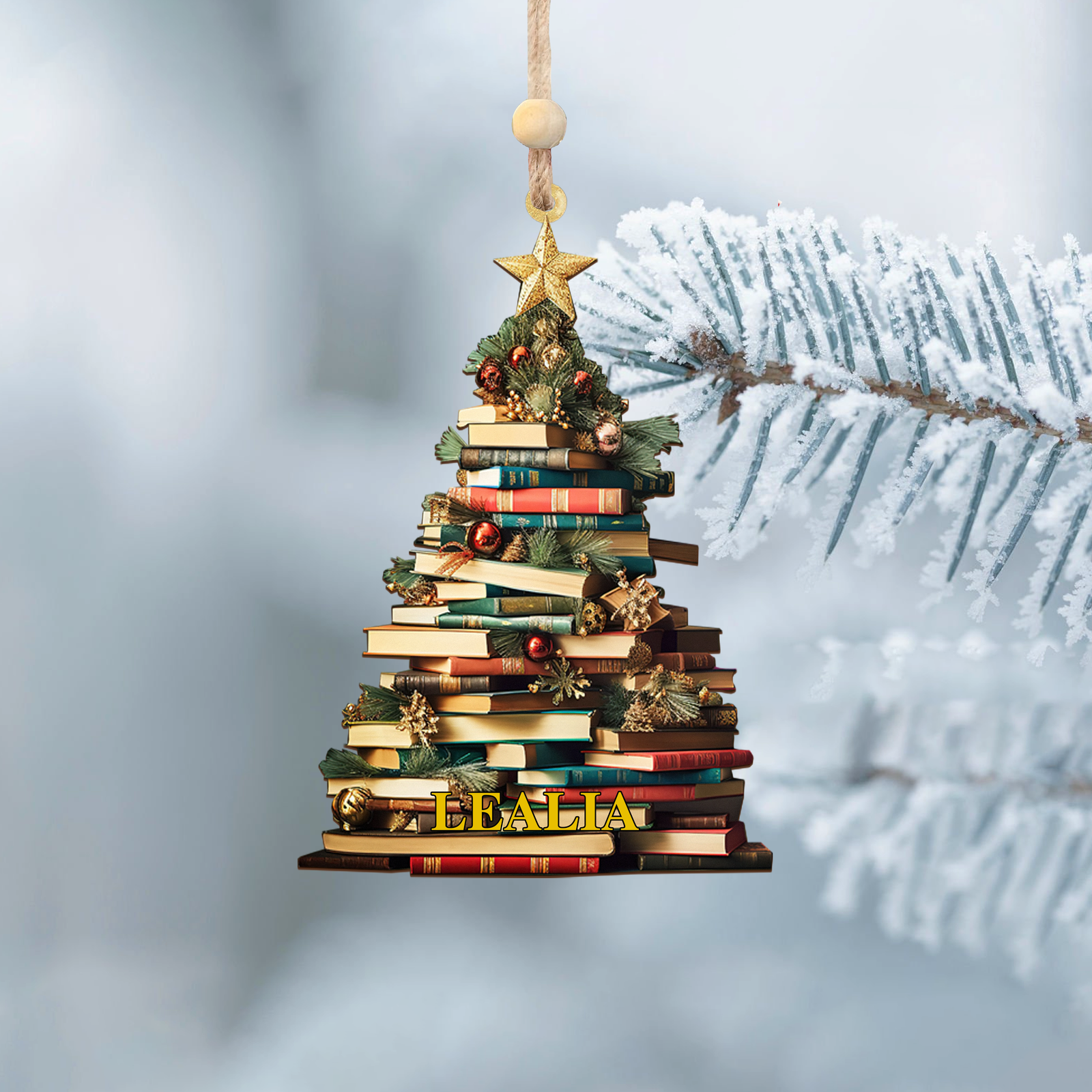 Personalized Christmas Book Tree Name Ornament, Book Lover Gift CF112 - Kindlytoys