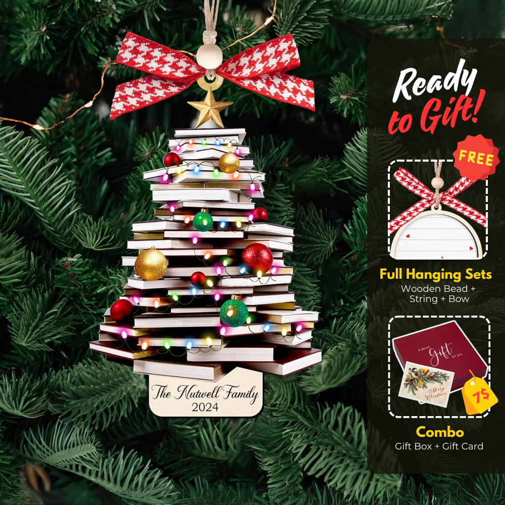 Personalized Christmas Book Tree Ornament, Book Lover Christmas Ornament CF86 - Kindlytoys