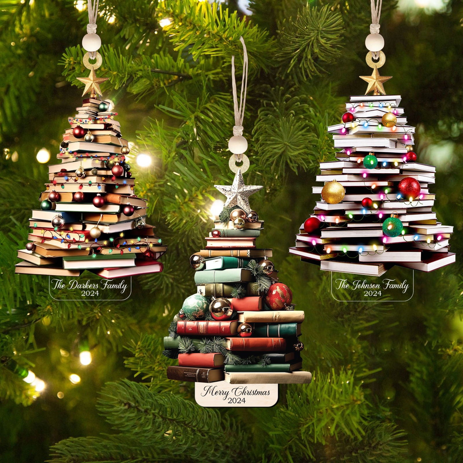 Personalized Christmas Book Tree Ornament, Book Lover Christmas Ornament CF86 - Kindlytoys