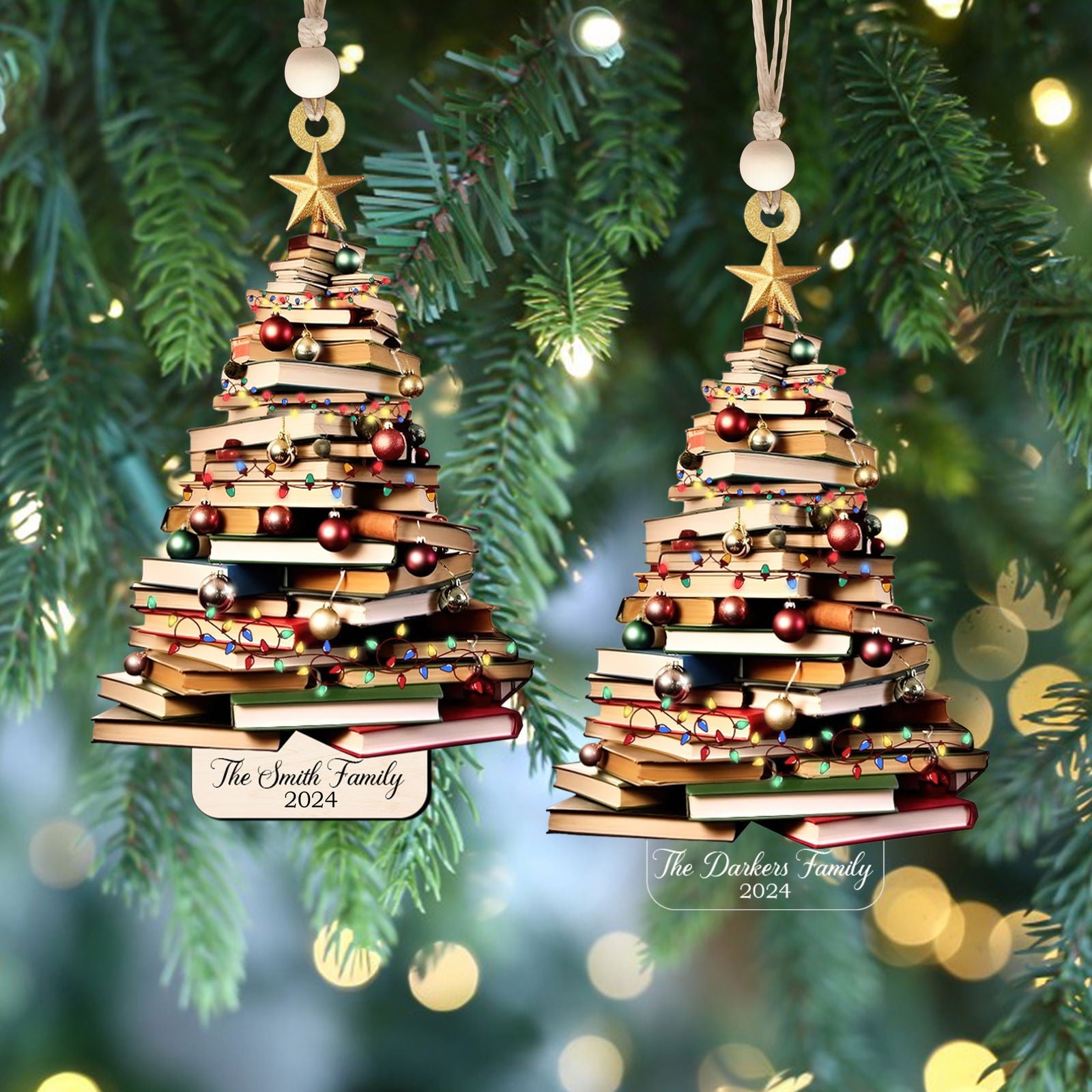 Personalized Christmas Book Tree Ornament, Book Lover Christmas Ornament CF86 - Kindlytoys