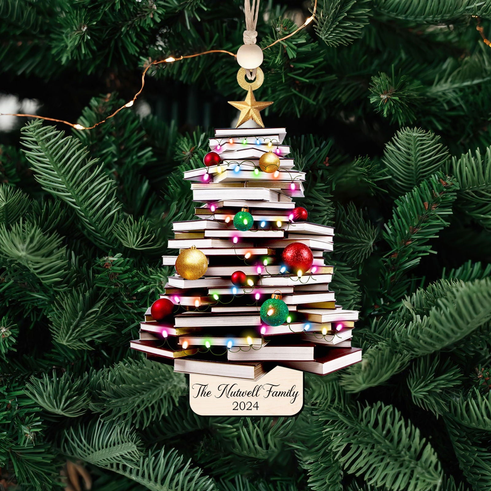 Personalized Christmas Book Tree Ornament, Book Lover Christmas Ornament CF86 - Kindlytoys