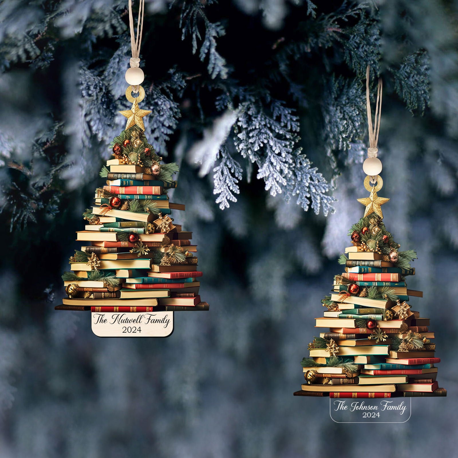Personalized Christmas Book Tree Ornament, Book Lover Christmas Ornament CF86 - Kindlytoys