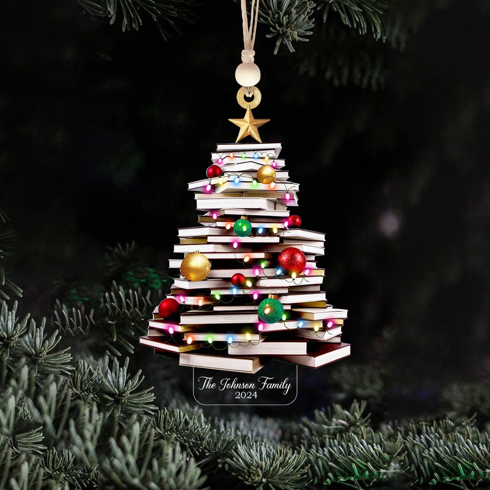 Personalized Christmas Book Tree Ornament, Book Lover Christmas Ornament CF86 - Kindlytoys