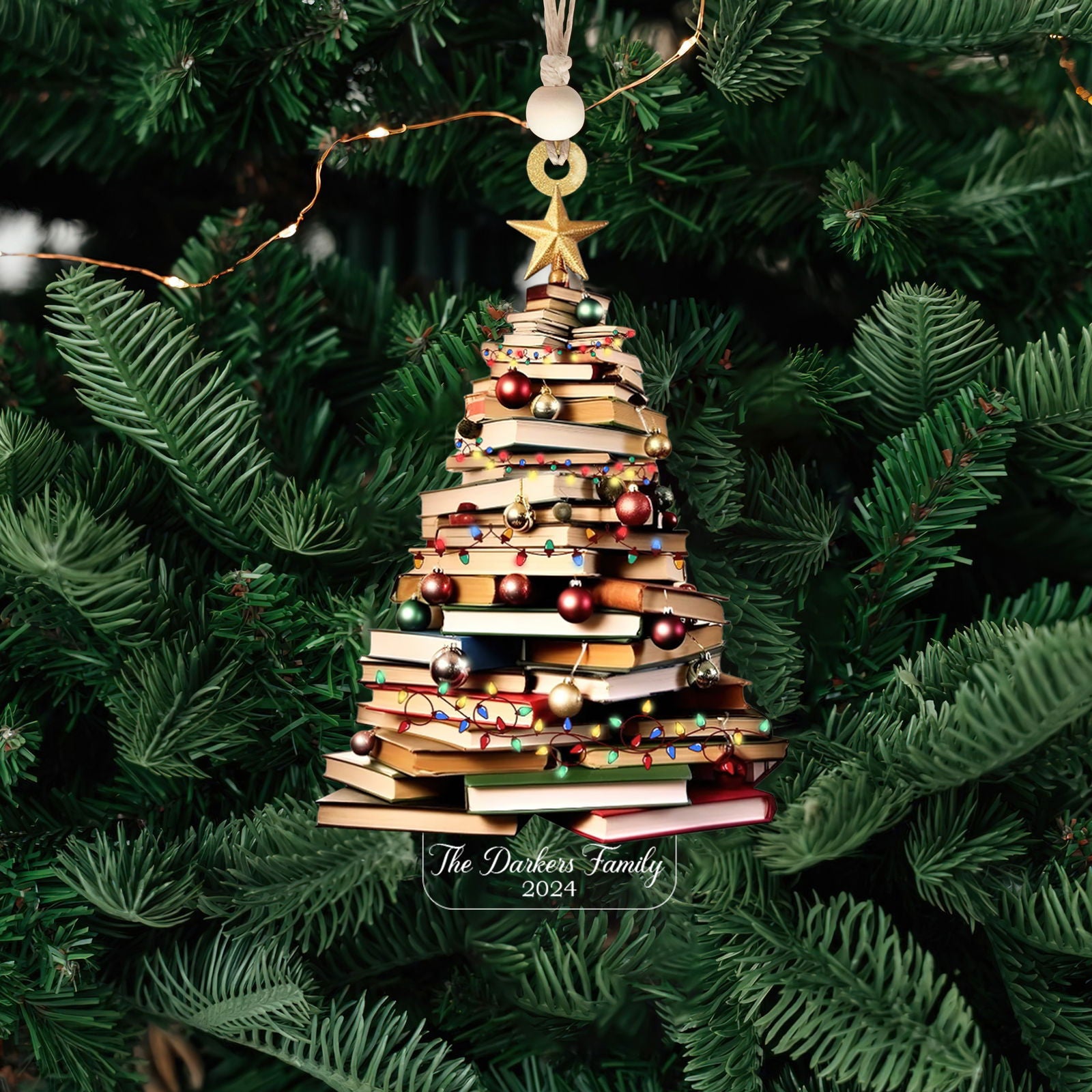 Personalized Christmas Book Tree Ornament, Book Lover Christmas Ornament CF86 - Kindlytoys