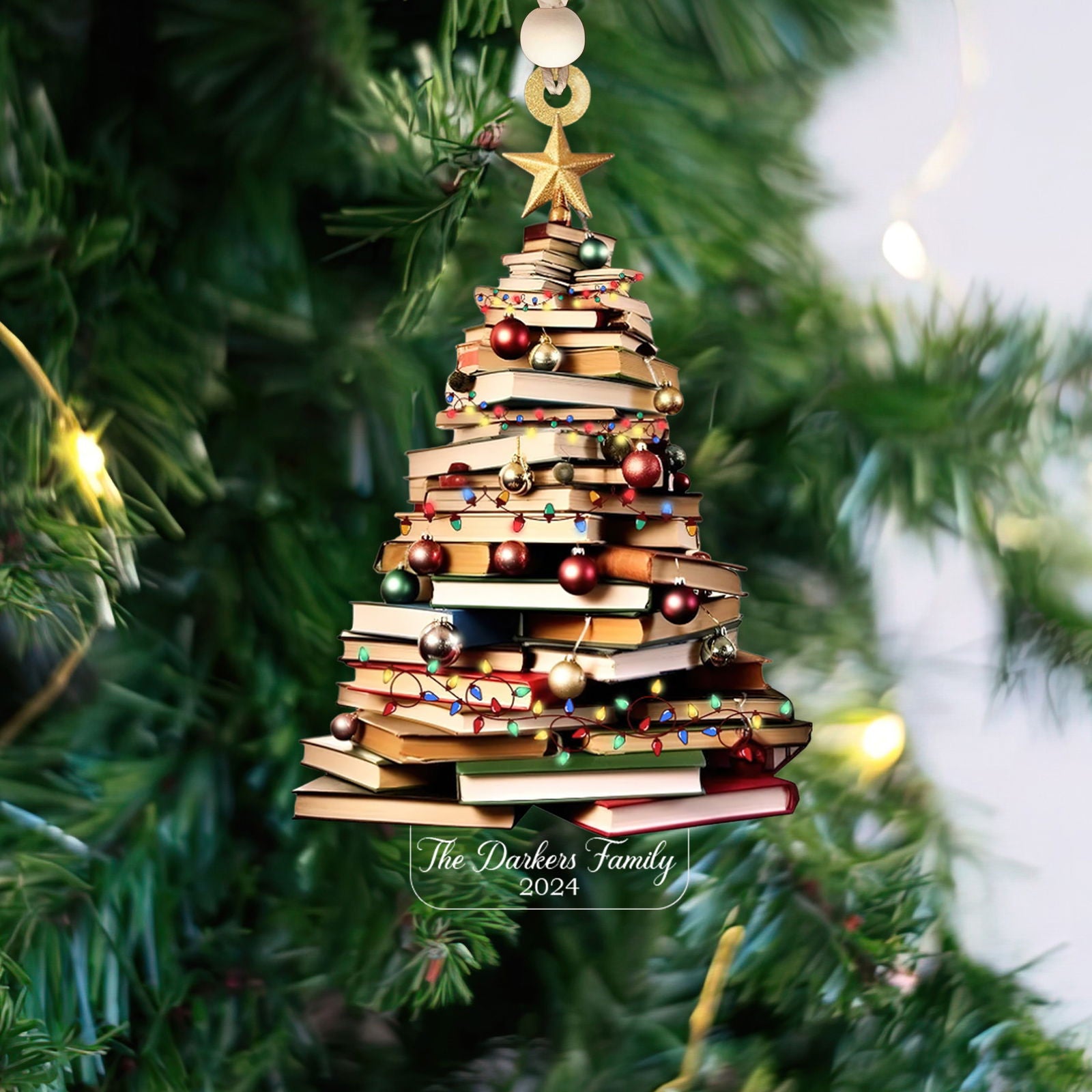 Personalized Christmas Book Tree Ornament, Book Lover Christmas Ornament CF86 - Kindlytoys