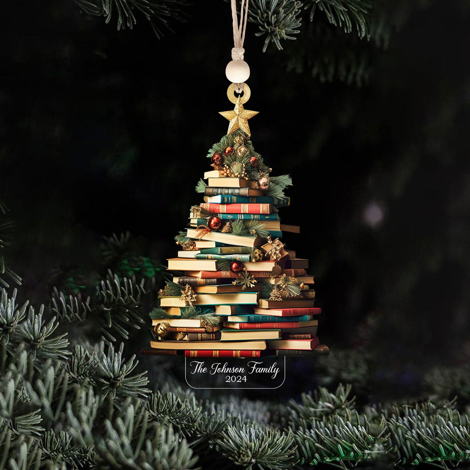 Personalized Christmas Book Tree Ornament, Book Lover Christmas Ornament CF86 - Kindlytoys