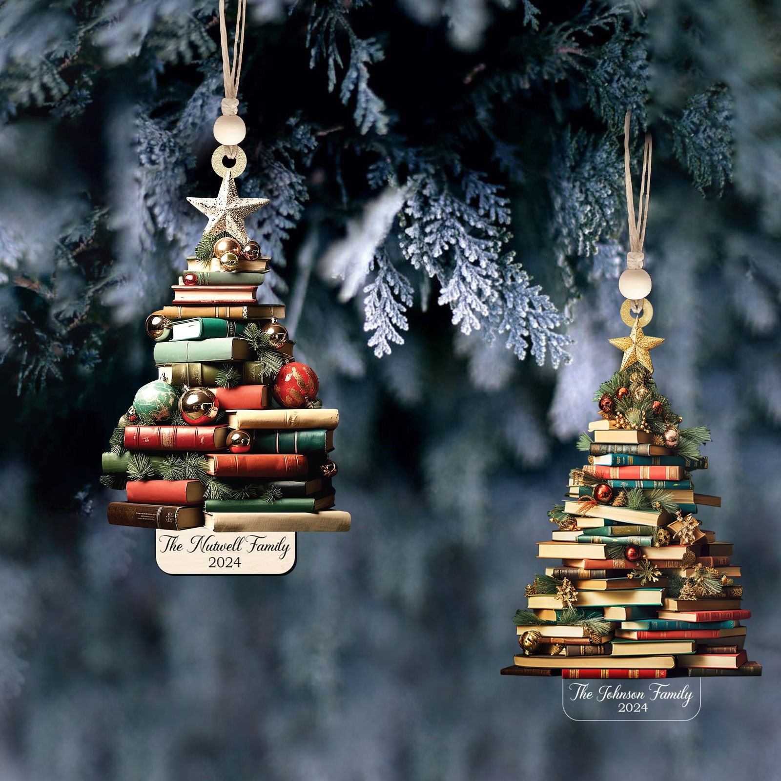 Personalized Christmas Book Tree Ornament, Book Lover Christmas Ornament CF86 - Kindlytoys