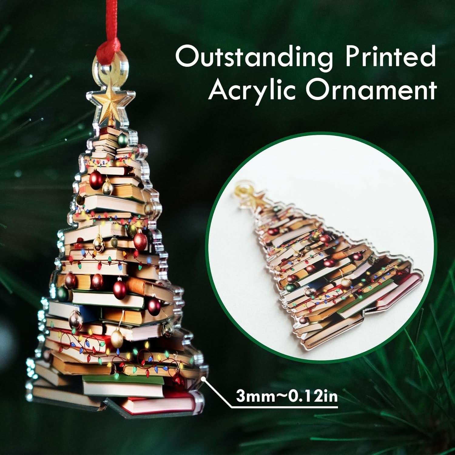 Personalized Christmas Book Tree Ornament, Book Lover Christmas Ornament CF86 - Kindlytoys