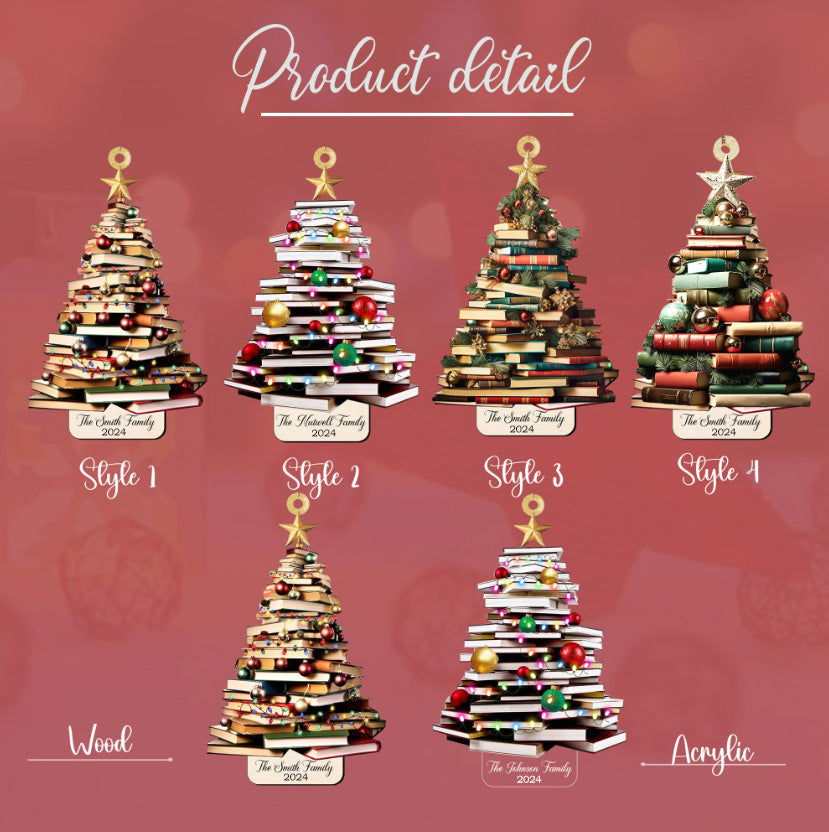 Personalized Christmas Book Tree Ornament, Book Lover Christmas Ornament CF86 - Kindlytoys