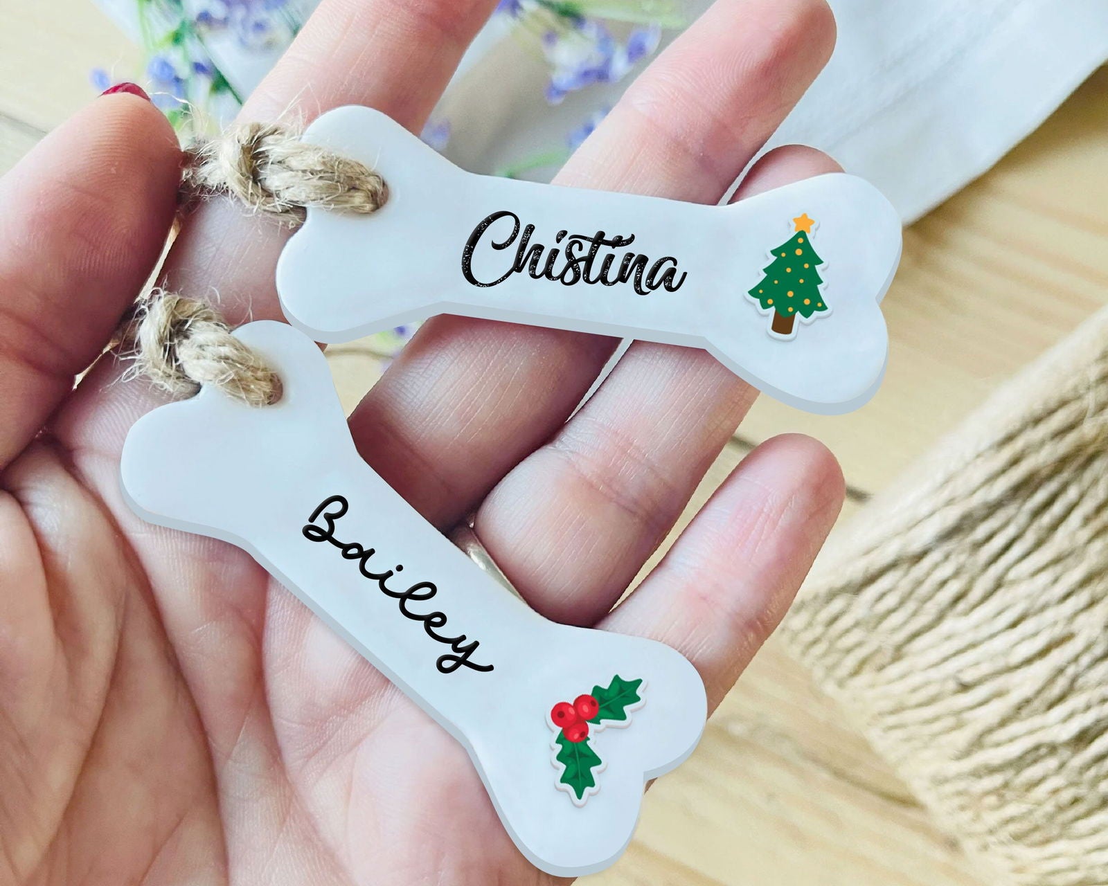 Personalized Christmas Dog Bone 2024 ornament, Personalized Pet ornaments CF28 - Kindlytoys