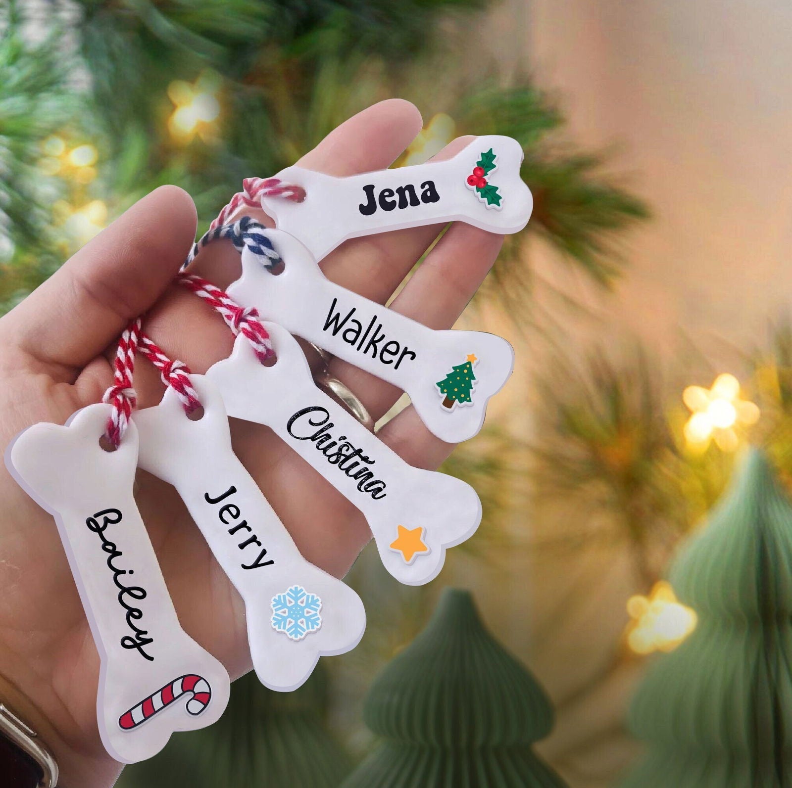 Personalized Christmas Dog Bone 2024 ornament, Personalized Pet ornaments CF28 - Kindlytoys