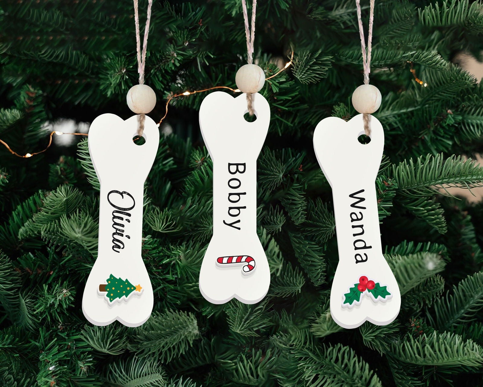 Personalized Christmas Dog Bone 2024 ornament, Personalized Pet ornaments CF28 - Kindlytoys