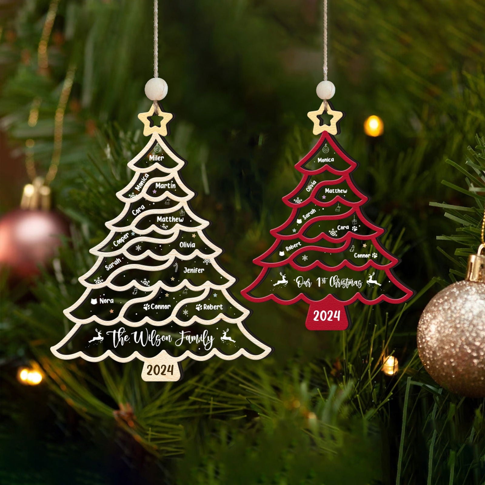 Personalized Christmas Family Names Tree Ornament, Christmas Tree Name Ornament CF49 - Kindlytoys
