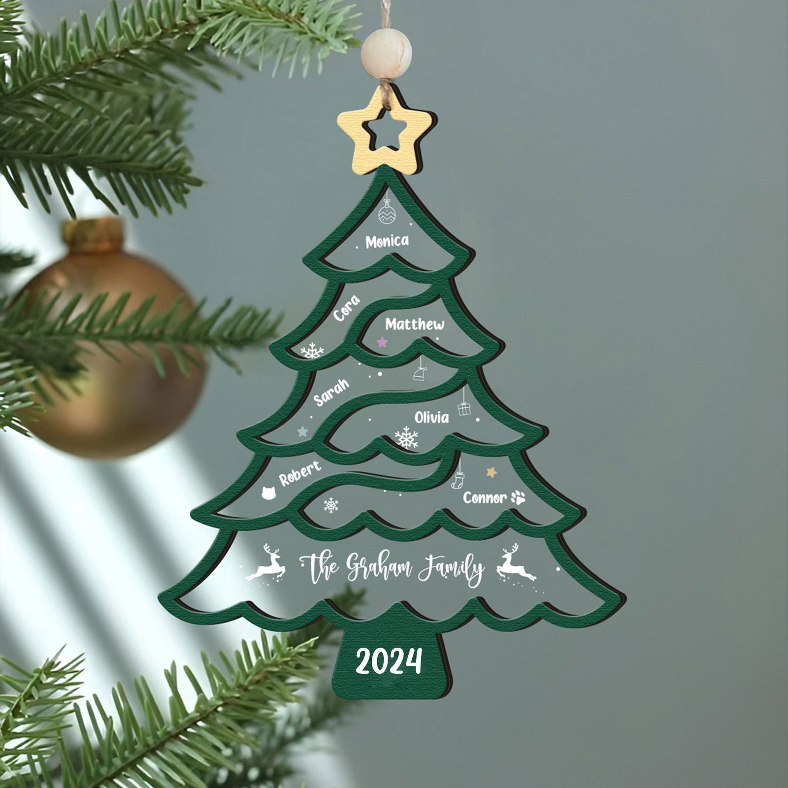 Personalized Christmas Family Names Tree Ornament, Christmas Tree Name Ornament CF49 - Kindlytoys