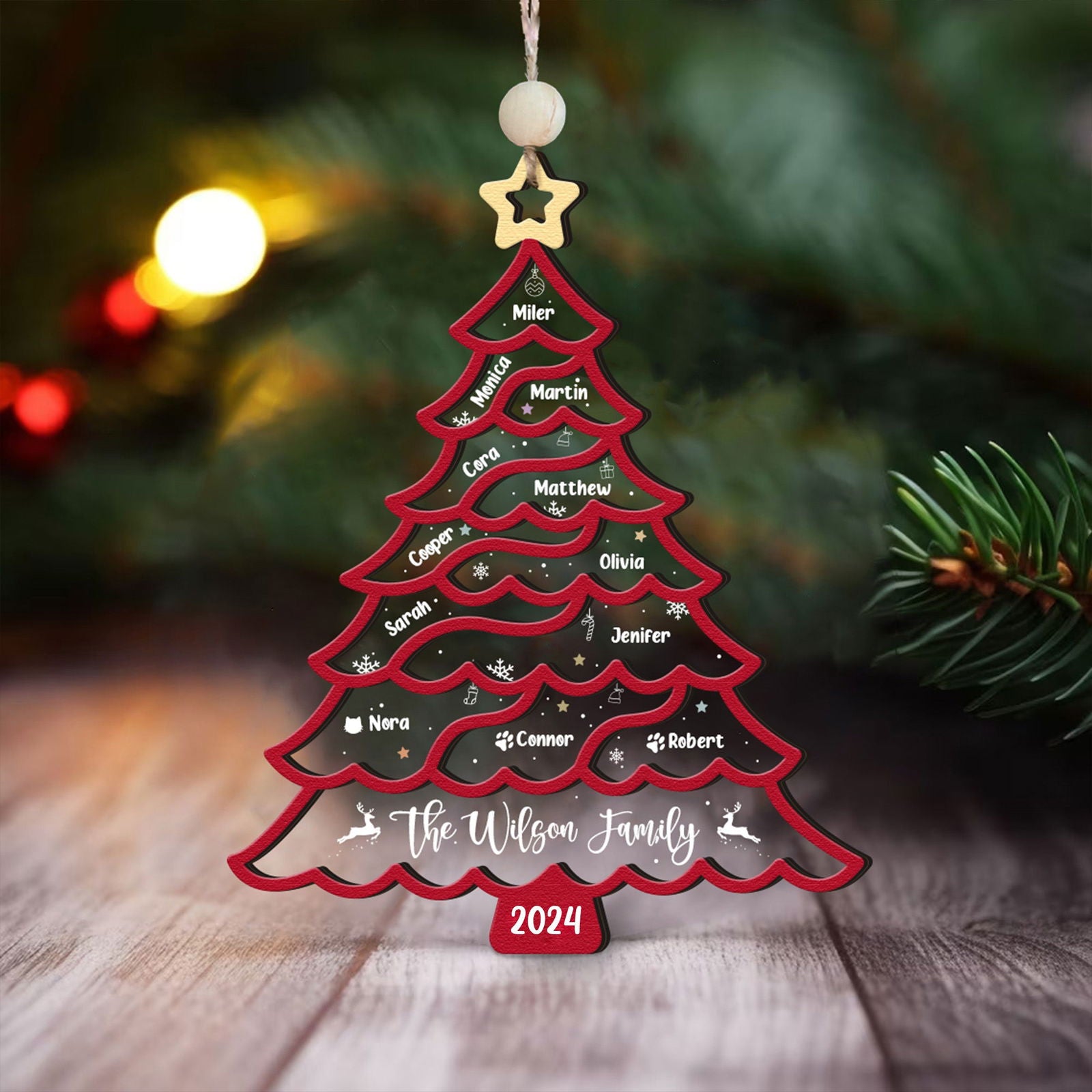 Personalized Christmas Family Names Tree Ornament, Christmas Tree Name Ornament CF49 - Kindlytoys