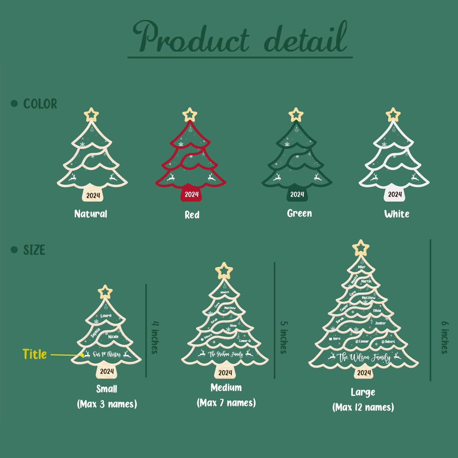Personalized Christmas Family Names Tree Ornament, Christmas Tree Name Ornament CF49 - Kindlytoys