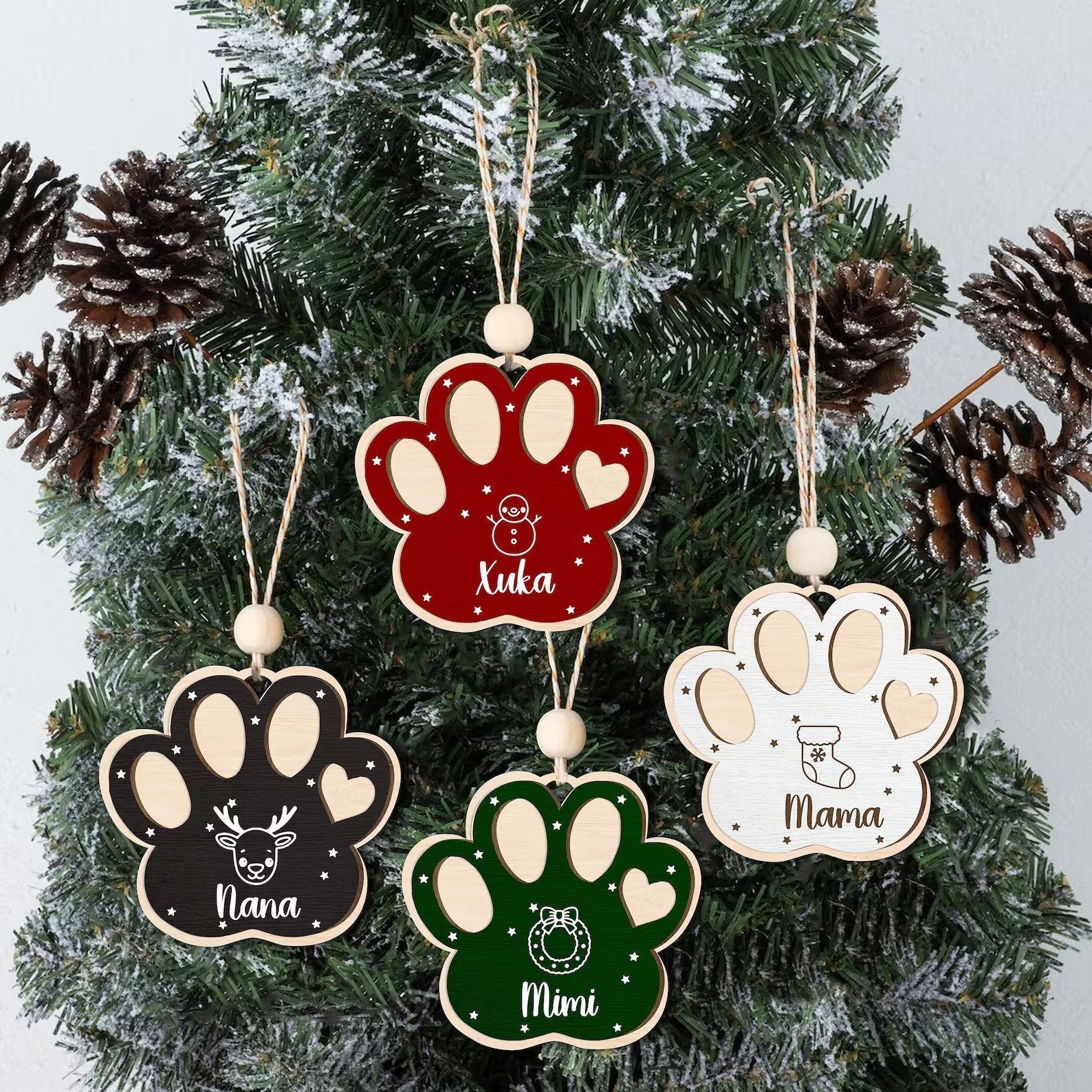 Personalized Dog 2024 Ornament, Custom Dog Paw Pet Christmas Ornament CF78 - Kindlytoys