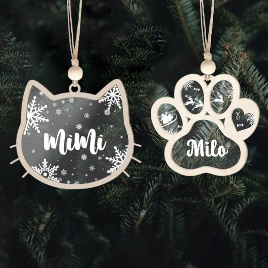 Personalized Dog Ornament, Dog Paw Ornament, Custom Pet Christmas Ornament CF42 - Kindlytoys