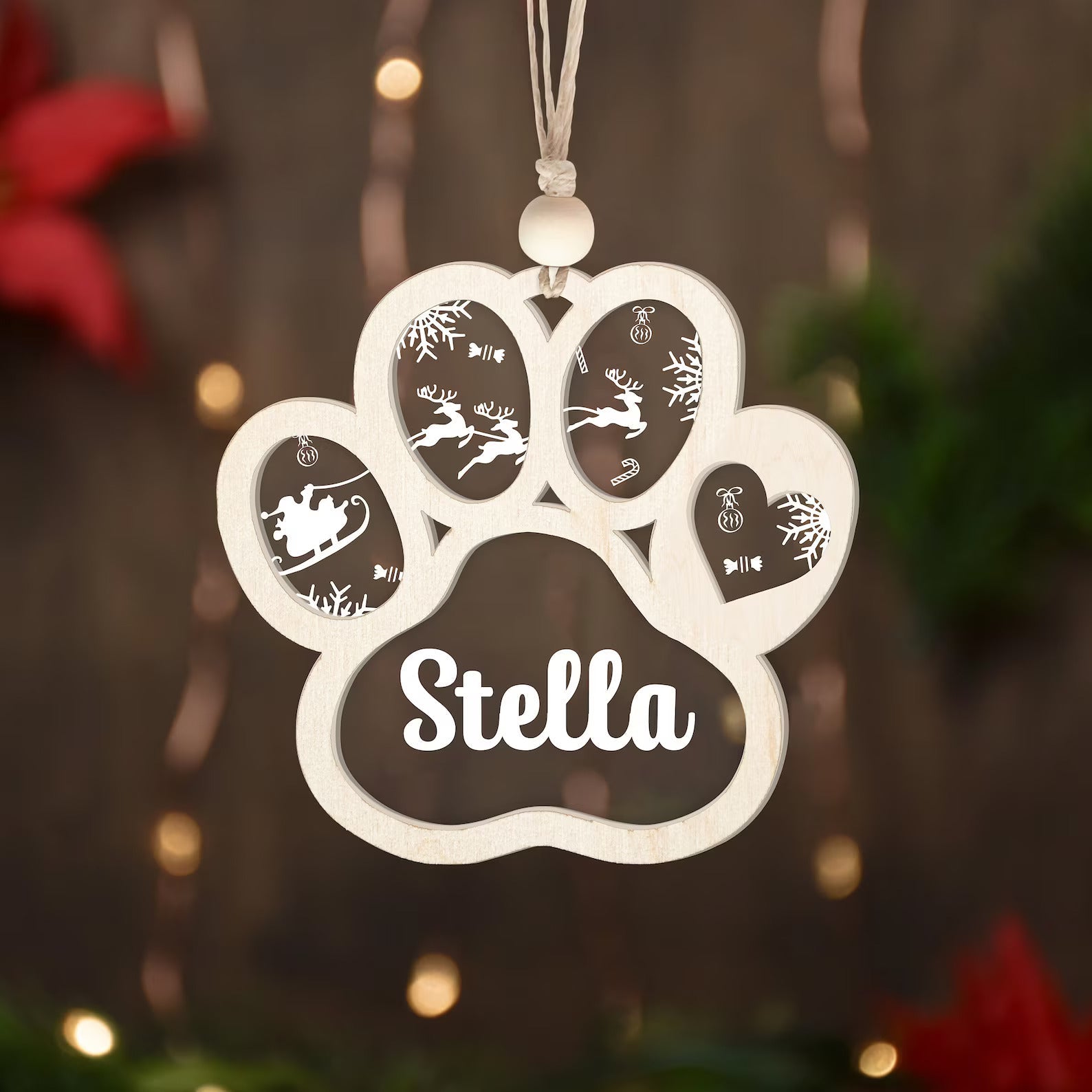 Personalized Dog Ornament, Dog Paw Ornament, Custom Pet Christmas Ornament CF42 - Kindlytoys