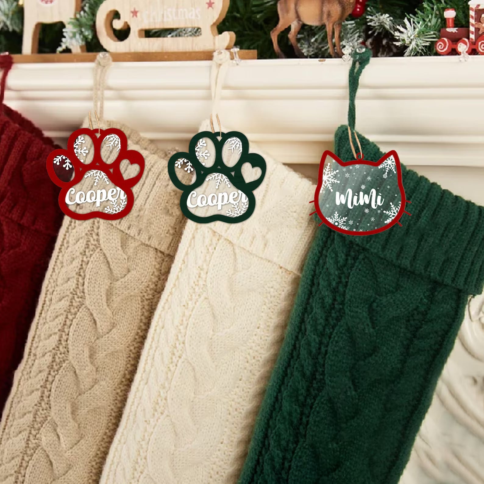 Personalized Dog Ornament, Dog Paw Ornament, Custom Pet Christmas Ornament CF42 - Kindlytoys