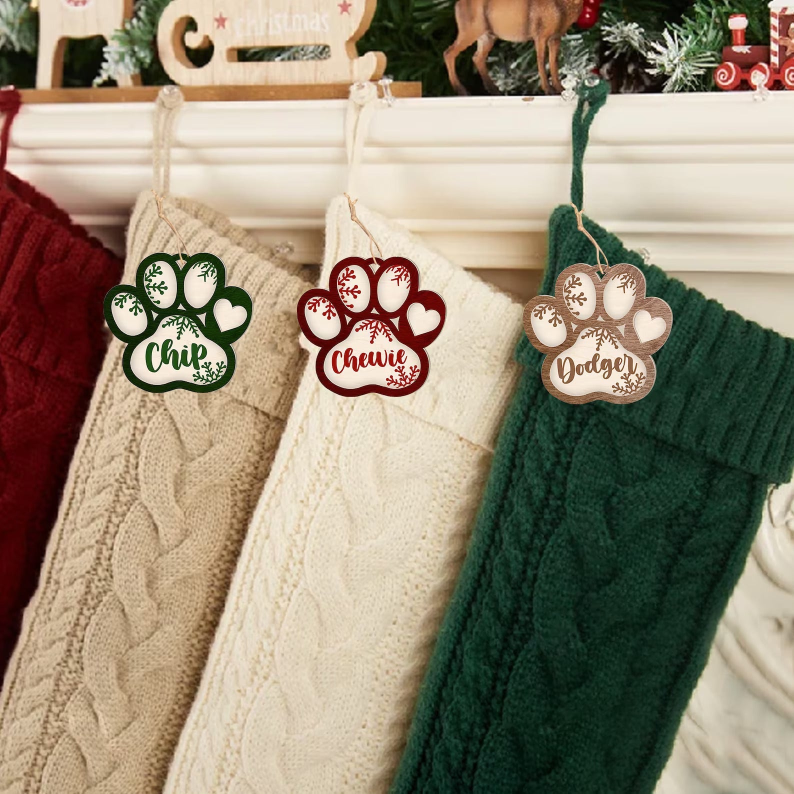 Personalized Dog Ornament, Dog Paw Ornament, Custom Pet Christmas Ornament CF42 - Kindlytoys