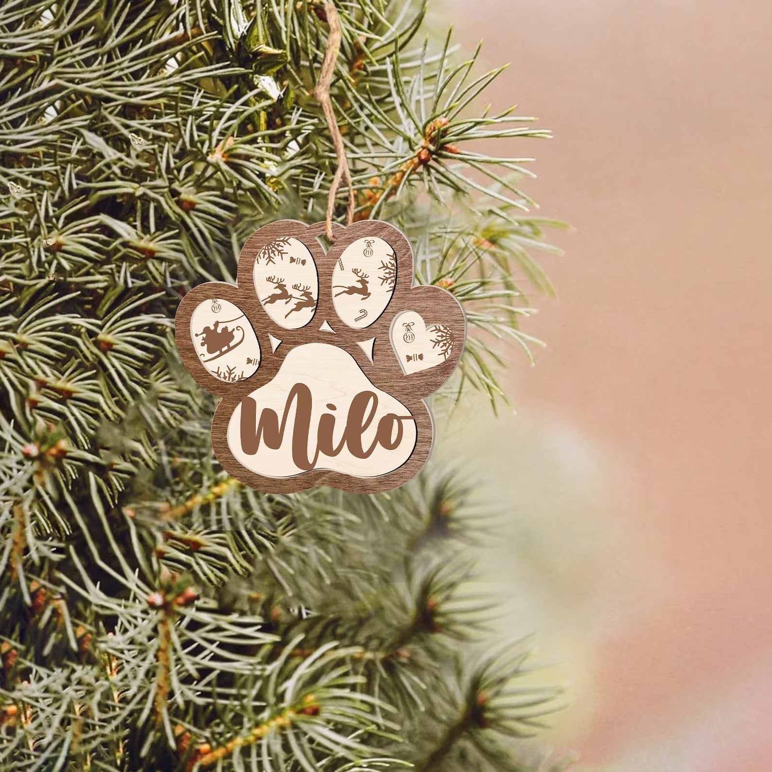 Personalized Dog Ornament, Dog Paw Ornament, Custom Pet Christmas Ornament CF42 - Kindlytoys