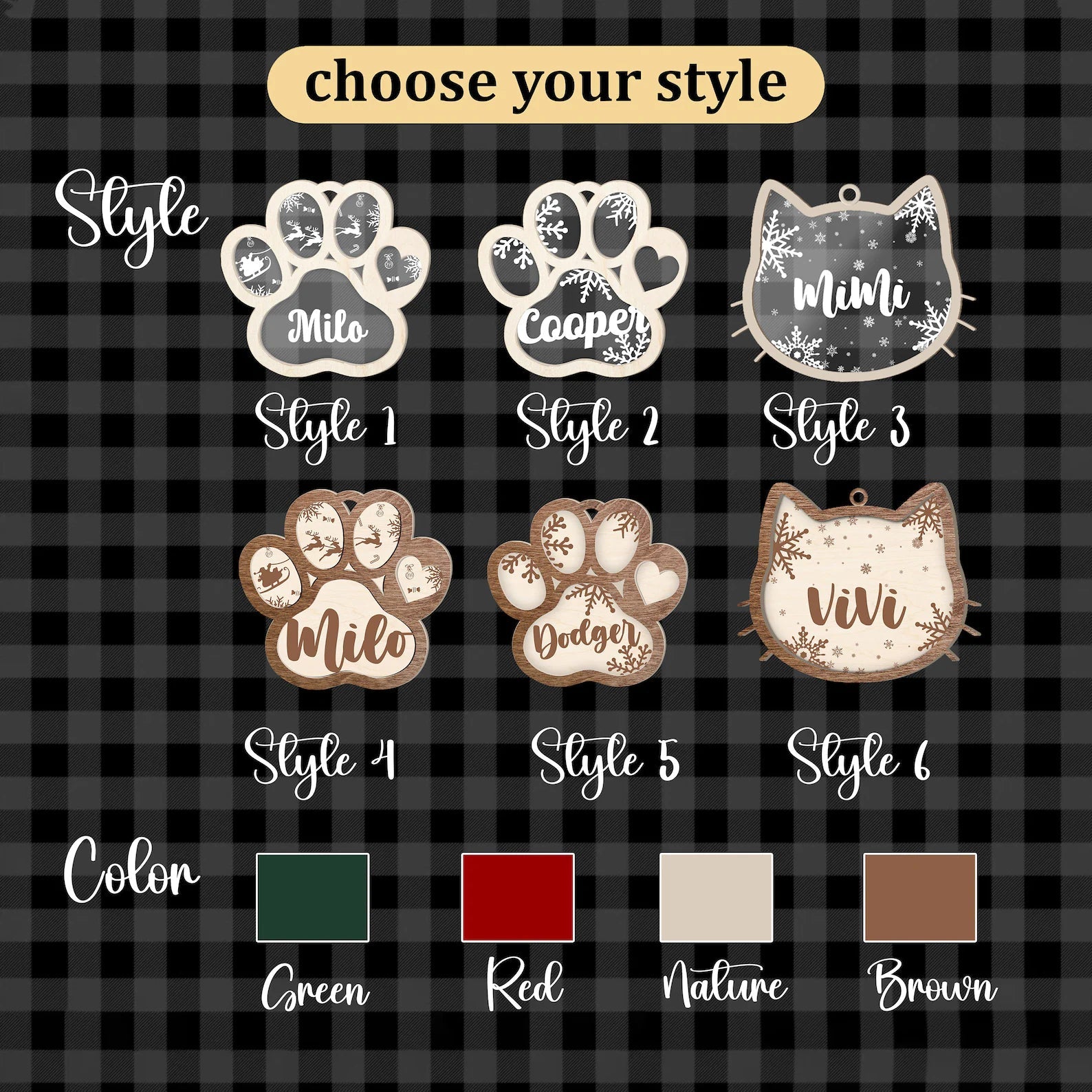 Personalized Dog Ornament, Dog Paw Ornament, Custom Pet Christmas Ornament CF42 - Kindlytoys