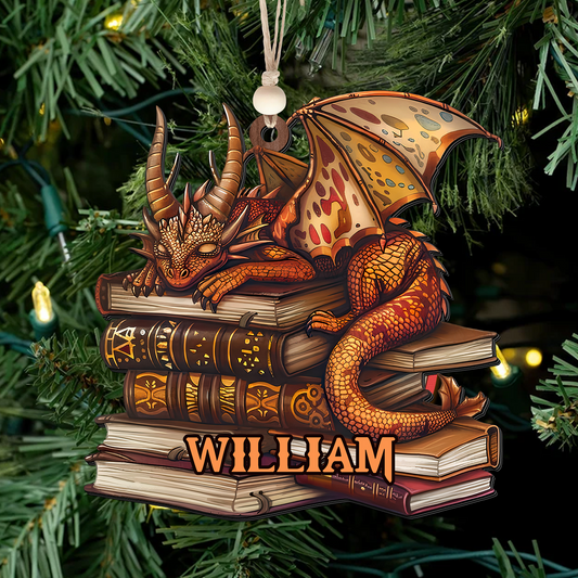 Personalized Dragon Book Ornament, Customized Gift For Book Lovers CF155 - Kindlytoys