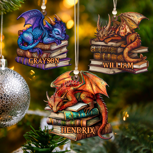 Personalized Dragon Book Ornament, Customized Gift For Book Lovers CF155 - Kindlytoys