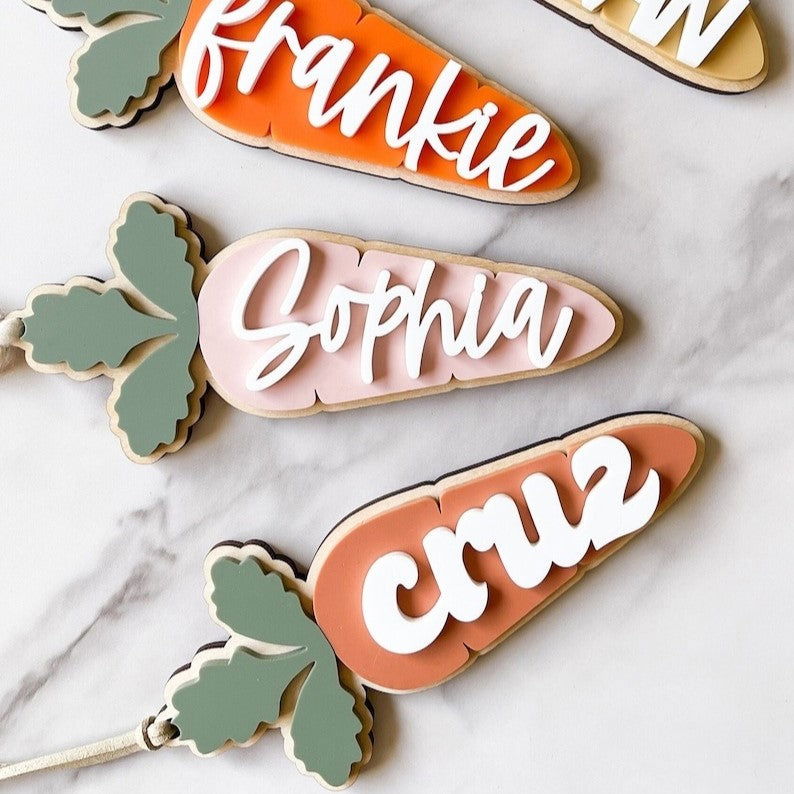 Personalized Easter Basket Tag, Easter Basket Name Tag, Carrot Easter Tag - Kindlytoys