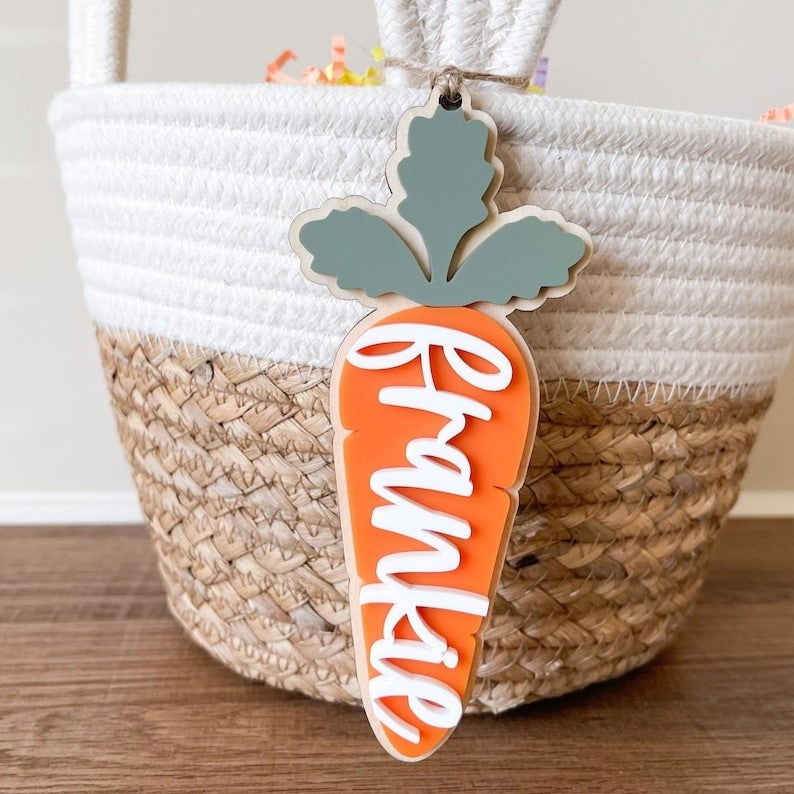 Personalized Easter Basket Tag, Easter Basket Name Tag, Carrot Easter Tag - Kindlytoys