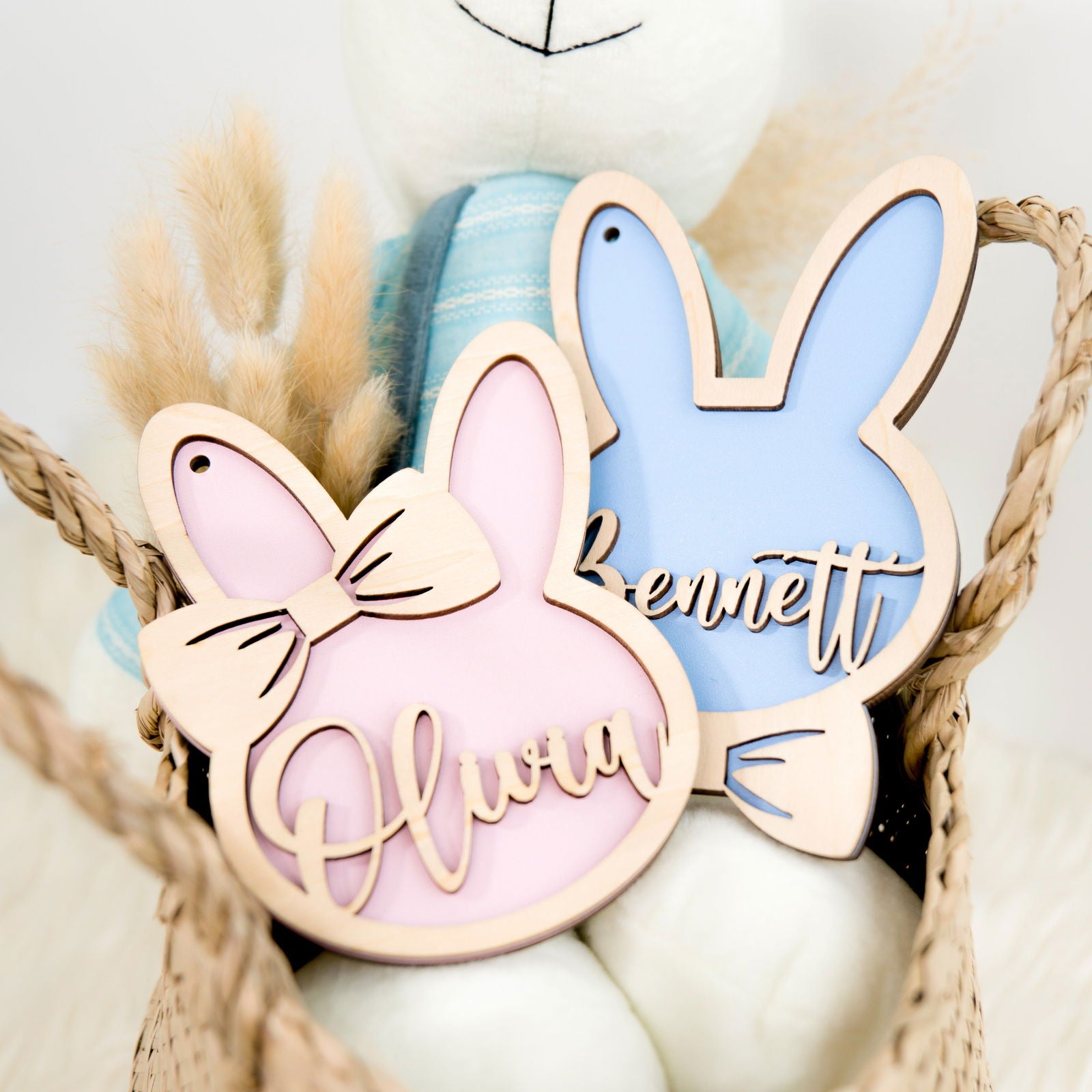 Personalized Easter Bunny Rabbit Ornaments, Wooden Easter Gifts Idea for Kids ET01 - Kindlytoys
