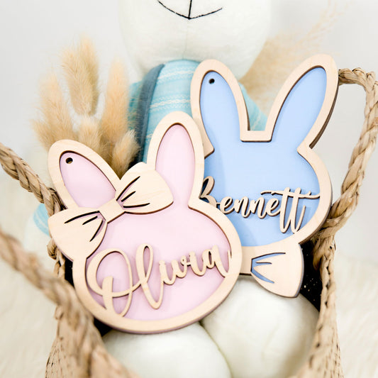 Personalized Easter Bunny Rabbit Ornaments, Wooden Easter Gifts Idea for Kids ET01 - Kindlytoys