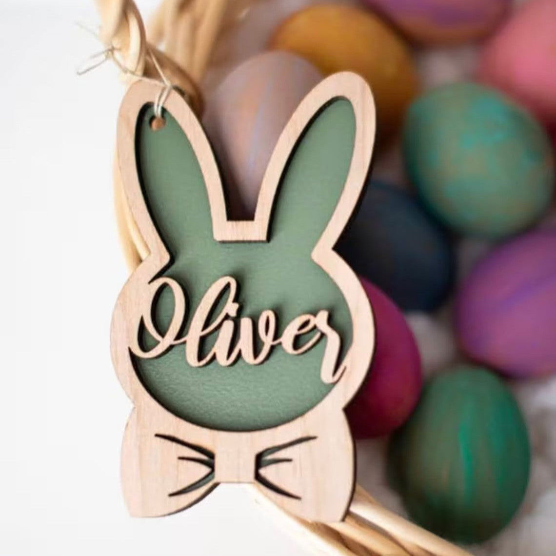 Personalized Easter Bunny Rabbit Ornaments, Wooden Easter Gifts Idea for Kids ET01 - Kindlytoys