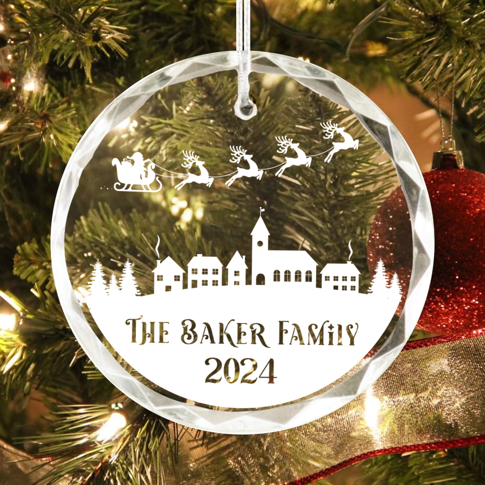 Personalized Family Christmas Glass Ornaments GX02-2 - Kindlytoys