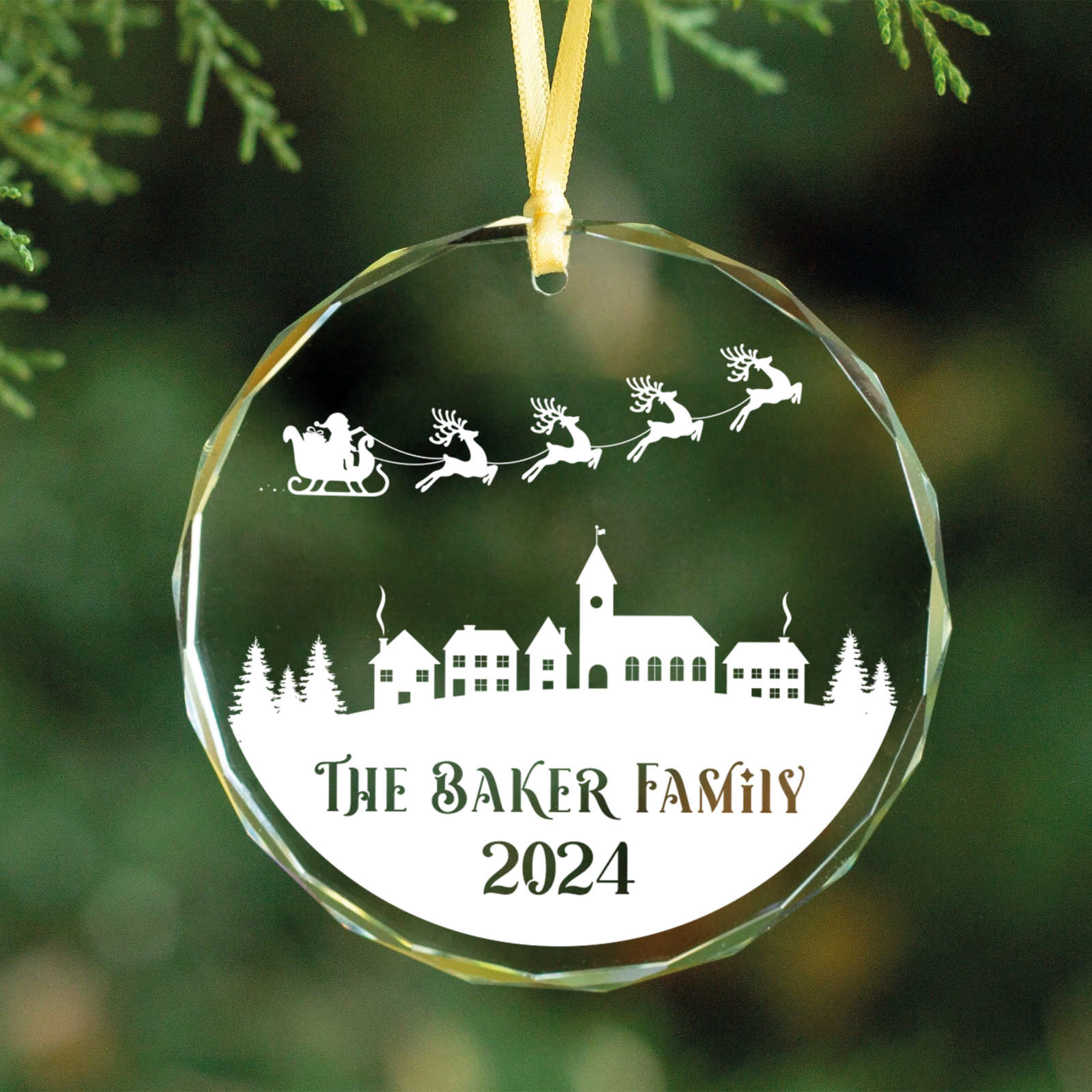 Personalized Family Christmas Glass Ornaments GX02-2 - Kindlytoys