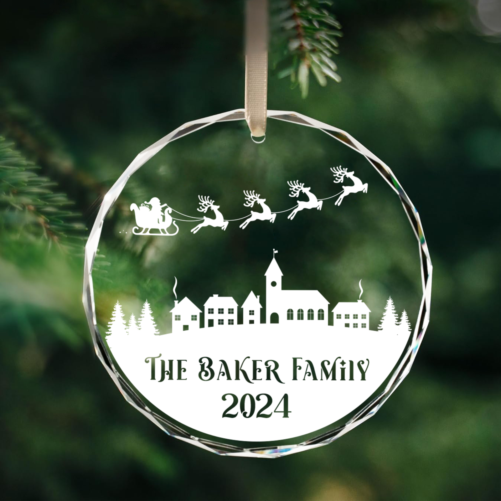 Personalized Family Christmas Glass Ornaments GX02-2 - Kindlytoys