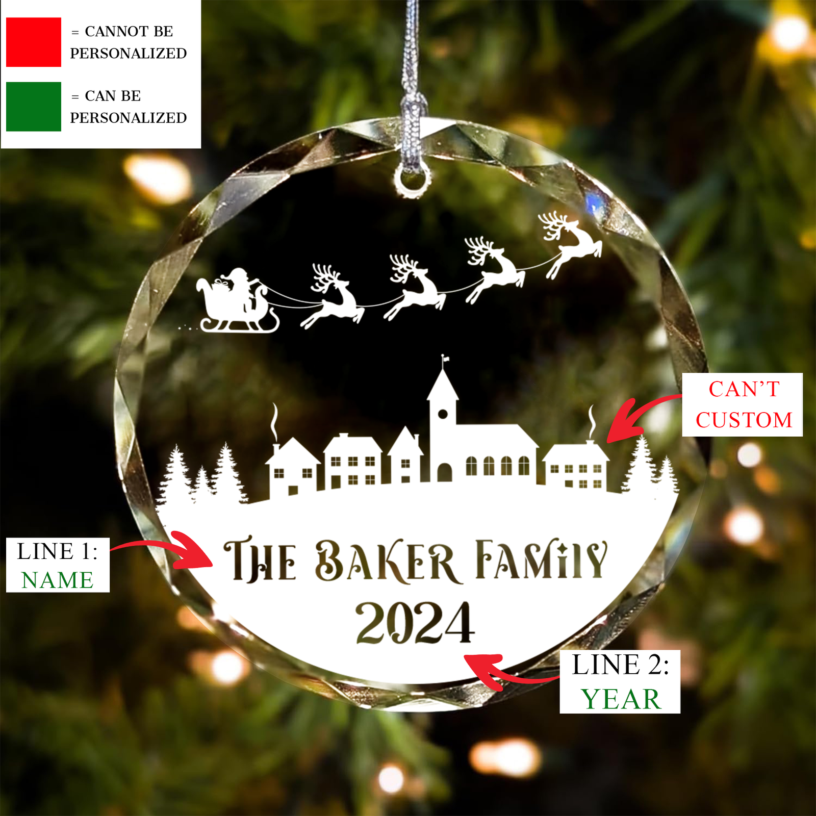 Personalized Family Christmas Glass Ornaments GX02-2 - Kindlytoys