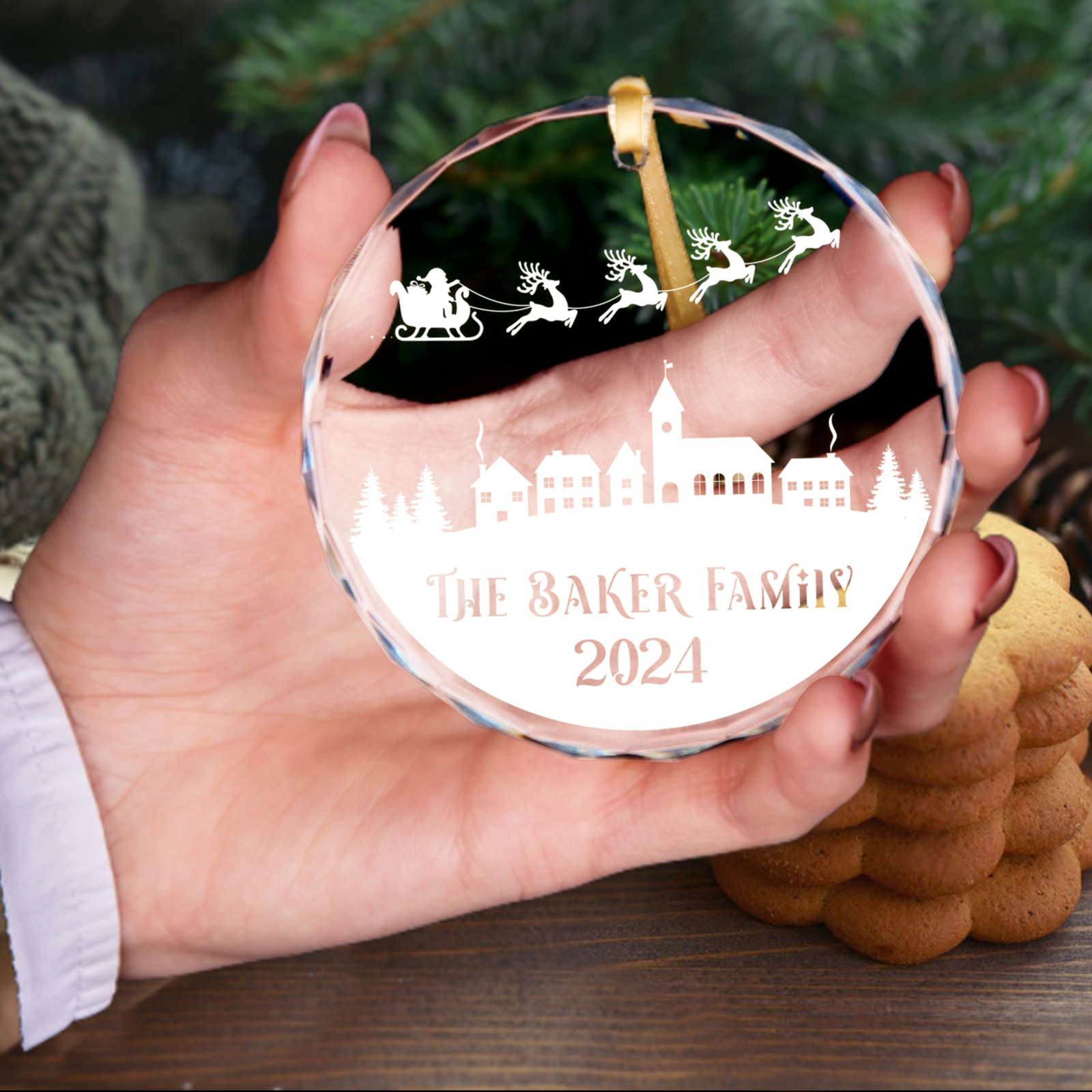 Personalized Family Christmas Glass Ornaments GX02-2 - Kindlytoys