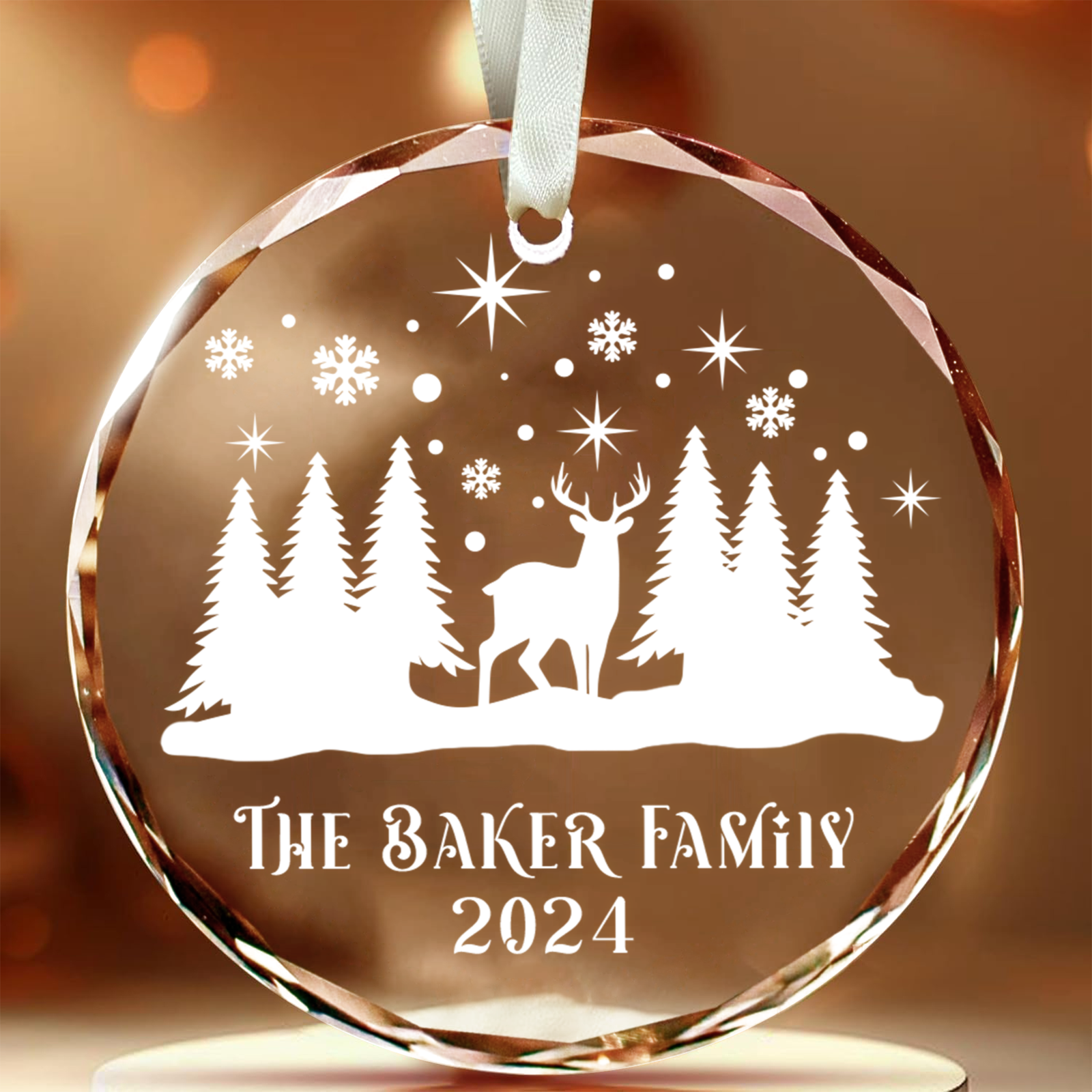 Personalized Family Christmas Glass Ornaments GX02-4 - Kindlytoys