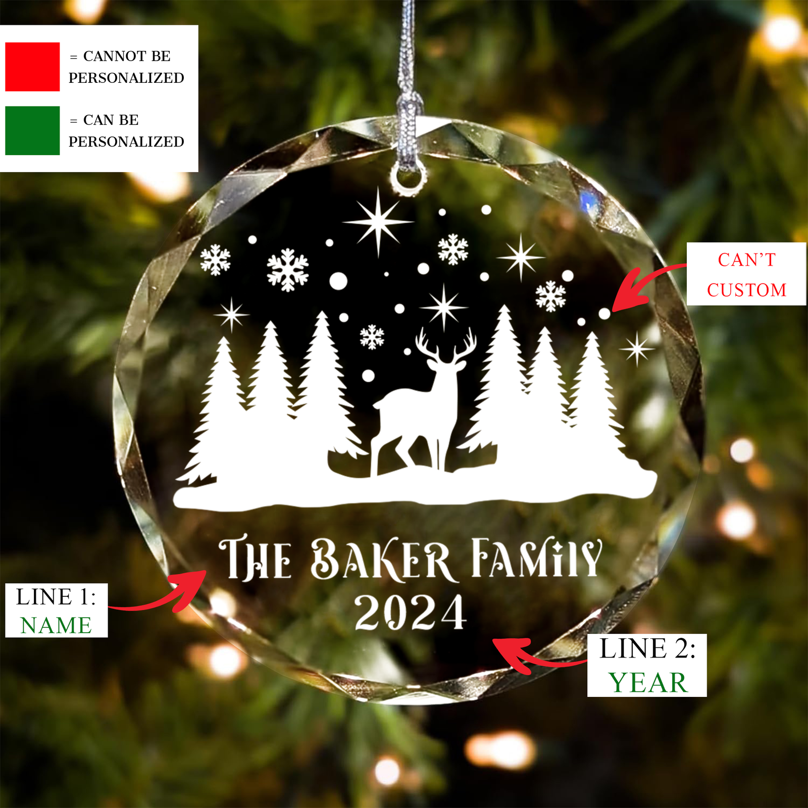 Personalized Family Christmas Glass Ornaments GX02-4 - Kindlytoys