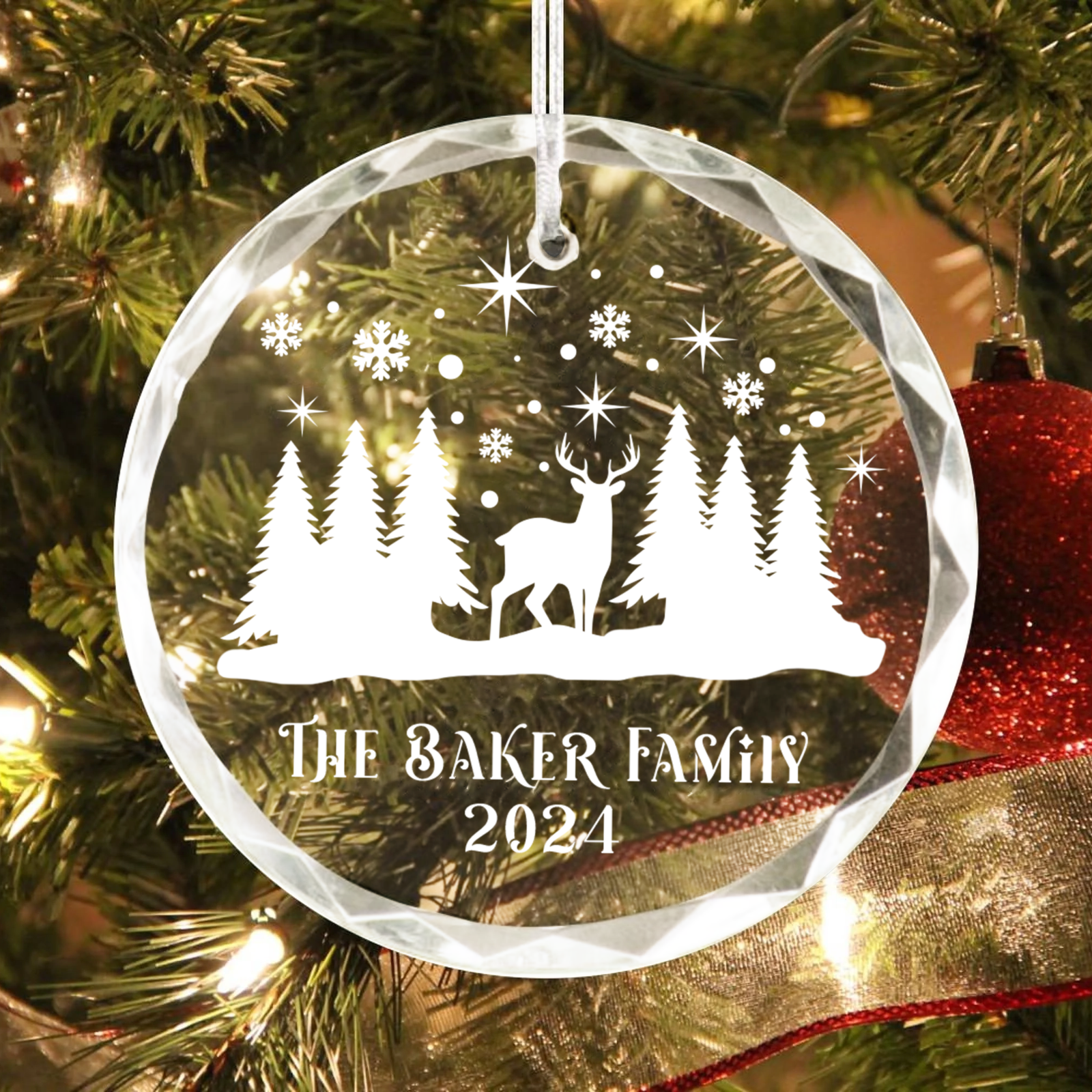 Personalized Family Christmas Glass Ornaments GX02-4 - Kindlytoys