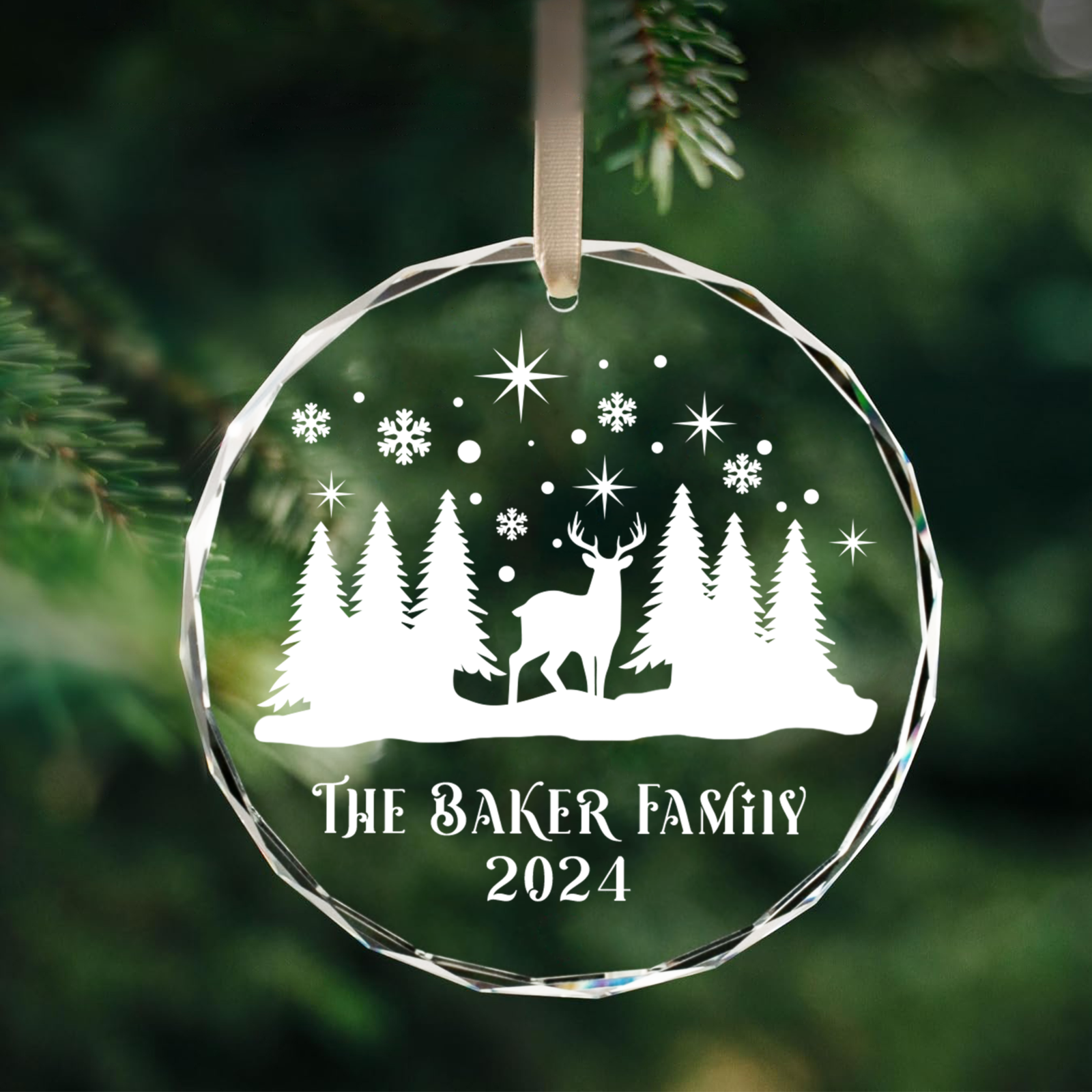 Personalized Family Christmas Glass Ornaments GX02-4 - Kindlytoys