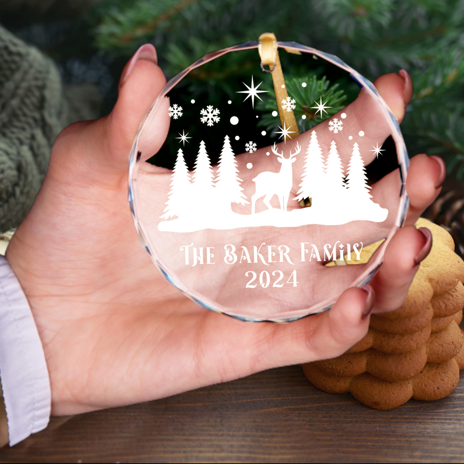 Personalized Family Christmas Glass Ornaments GX02-4 - Kindlytoys