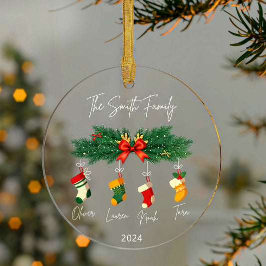 Personalized Family Christmas Ornament 2024 – Custom Family & Pet Ornament AV03-10 - Kindlytoys