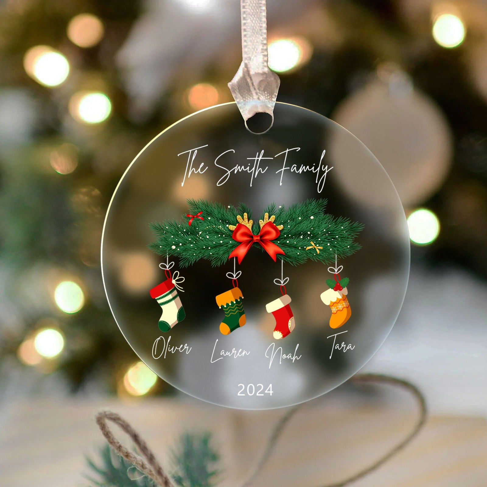 Personalized Family Christmas Ornament 2024 – Custom Family & Pet Ornament AV03-10 - Kindlytoys