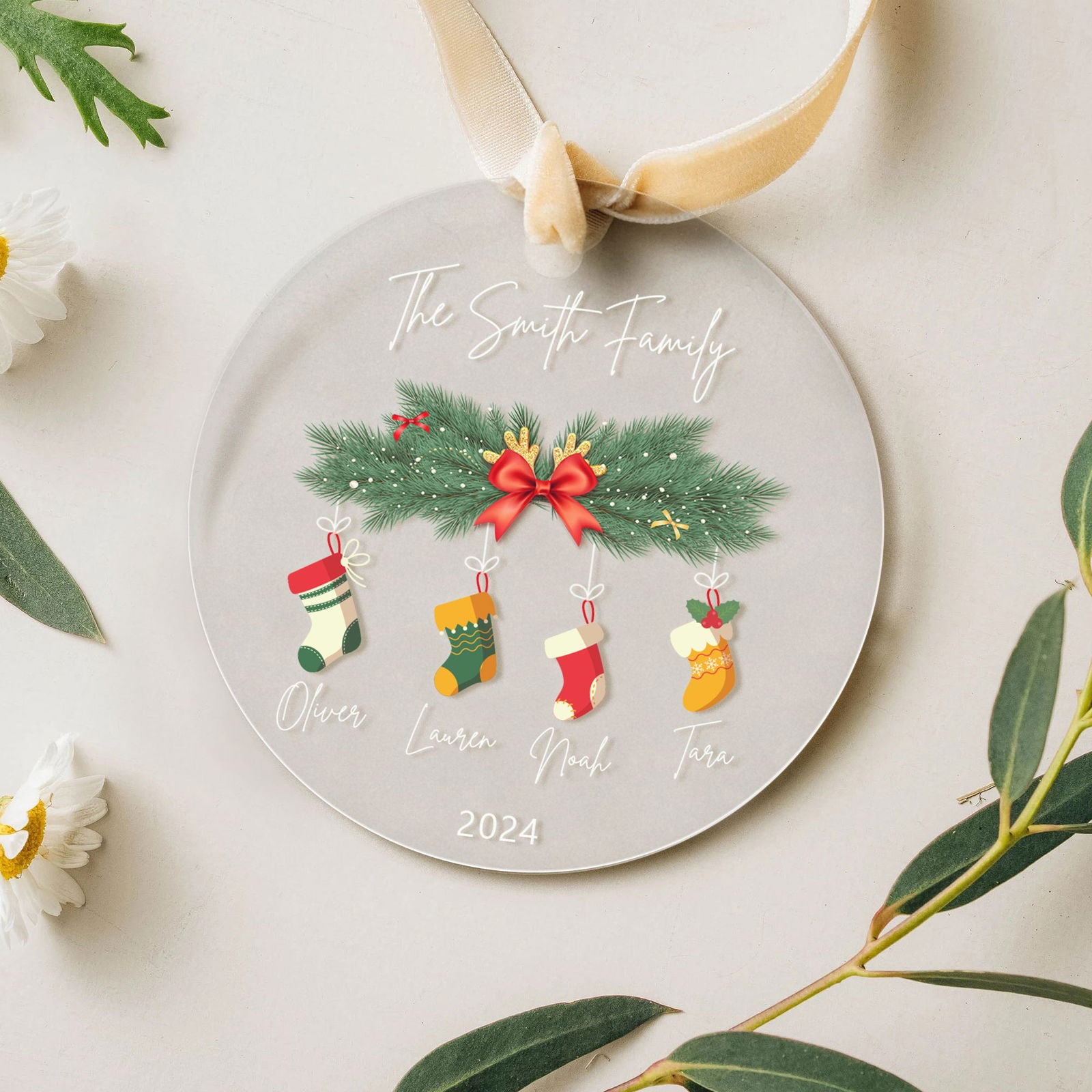 Personalized Family Christmas Ornament 2024 – Custom Family & Pet Ornament AV03-10 - Kindlytoys